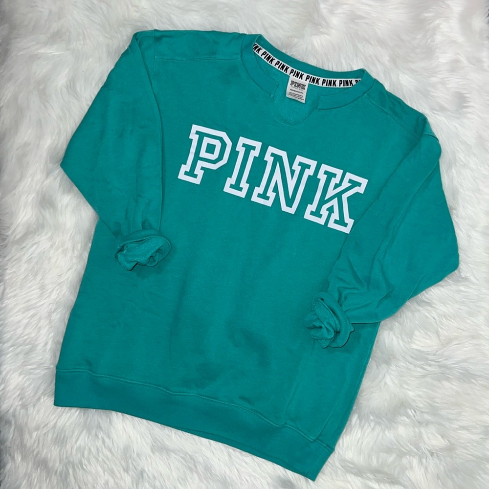 ✨2/$20✨PINK Victoria’s Secret VS teal lightweight sweatshirt XS EXTRA SMALL